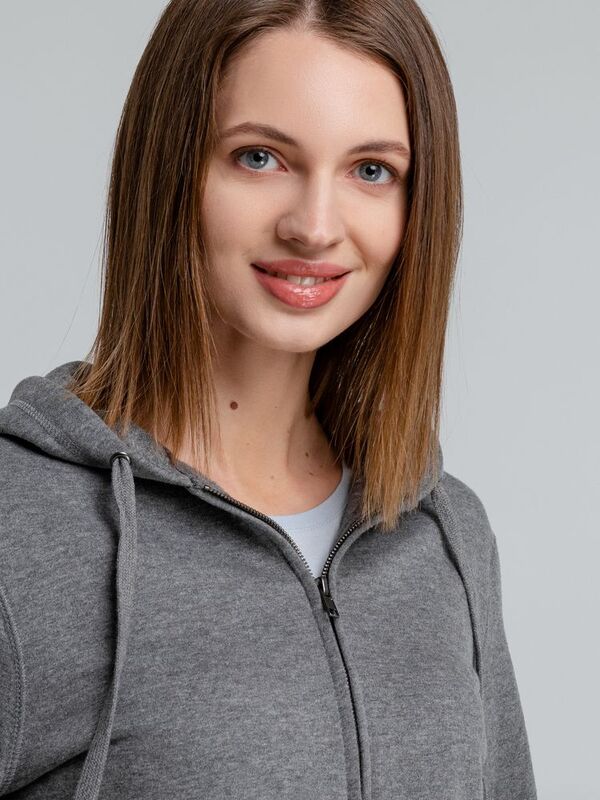 Толстовка на молнии с капюшоном унисекс King, темно-серый меланж арт.WU03K623