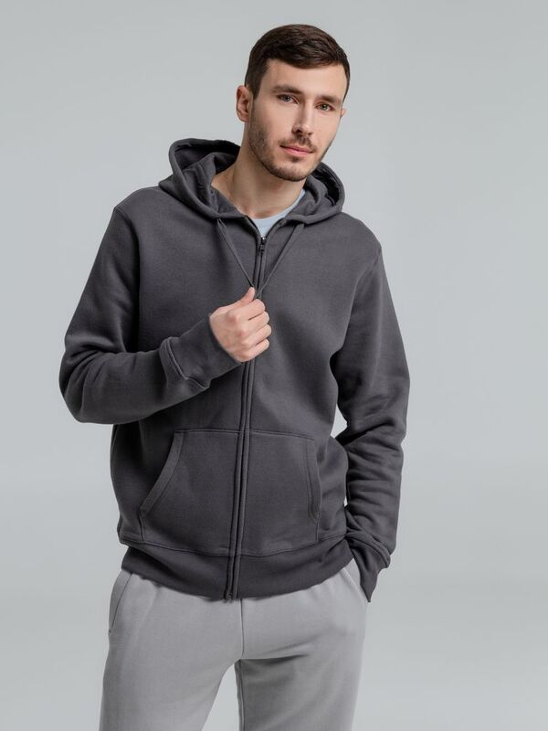 Толстовка на молнии с капюшоном унисекс King, темно-серая арт.WU03K669