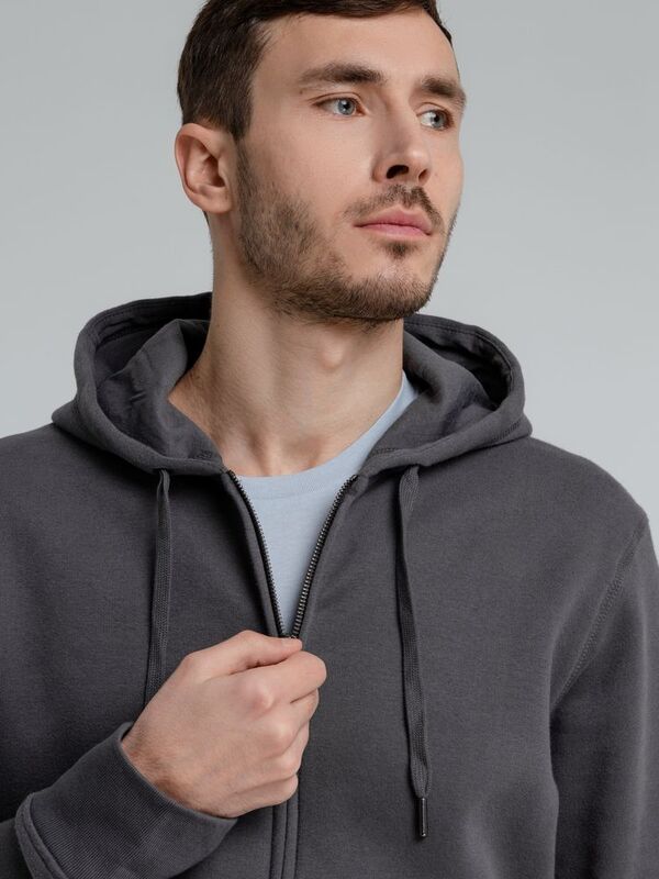 Толстовка на молнии с капюшоном унисекс King, темно-серая арт.WU03K669