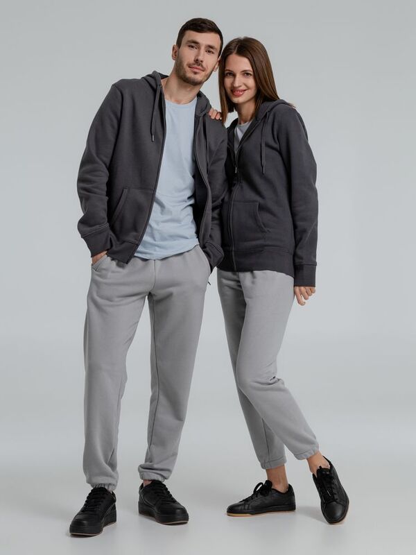 Толстовка на молнии с капюшоном унисекс King, темно-серая арт.WU03K669