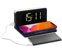 Часы настольные с беспроводным зарядным устройством Pitstop, черные арт.11879.30