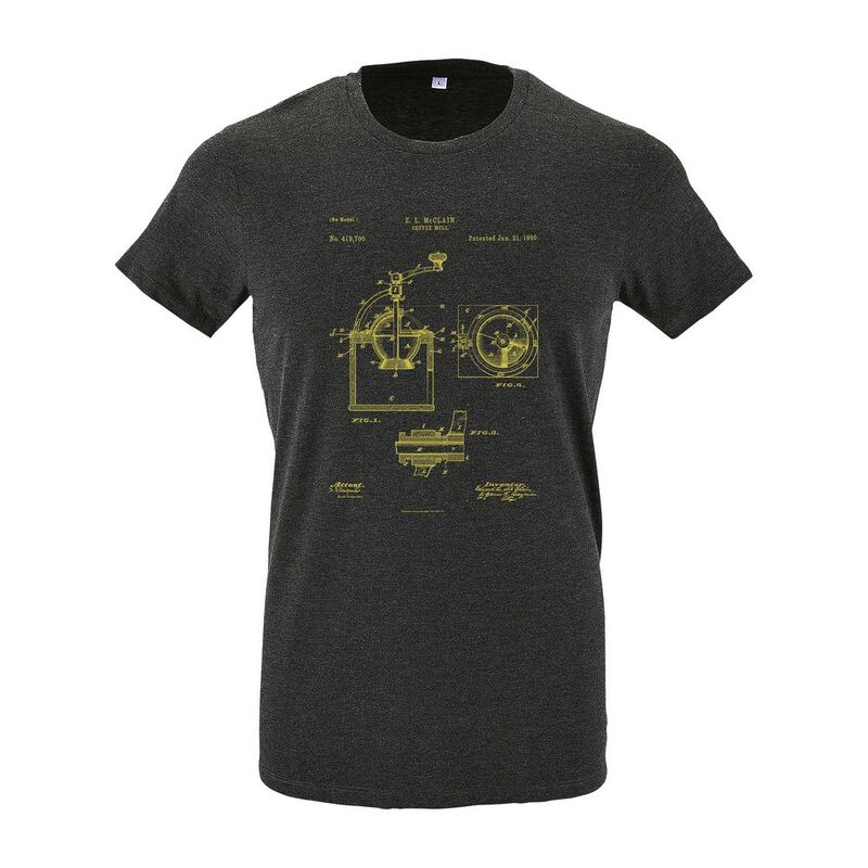 Футболка приталенная Old Patents. Coffee Mill, черный меланж арт.70752.12