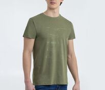 Футболка приталенная Old Patents. Knife, меланж хаки арт.70753.99