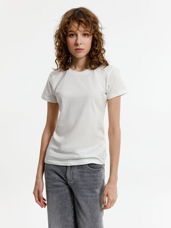 Футболка женская T-bolka Lady, белая (теплый оттенок) арт.1878.61