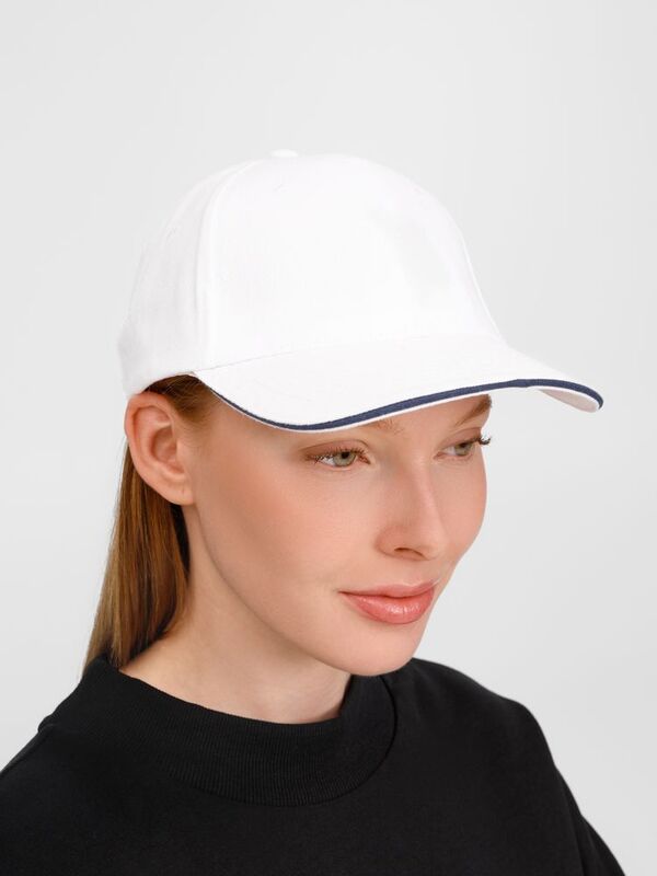 Бейсболка Buffalo, белая с темно-синим арт.6404.64
