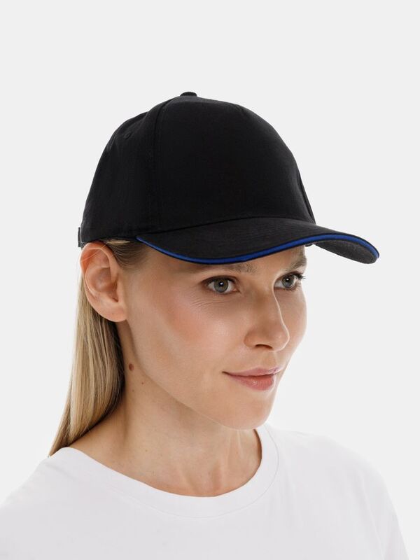 Бейсболка Long Beach, черная с ярко-синим арт.00594916TUN