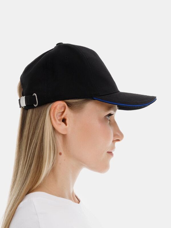 Бейсболка Long Beach, черная с ярко-синим арт.00594916TUN