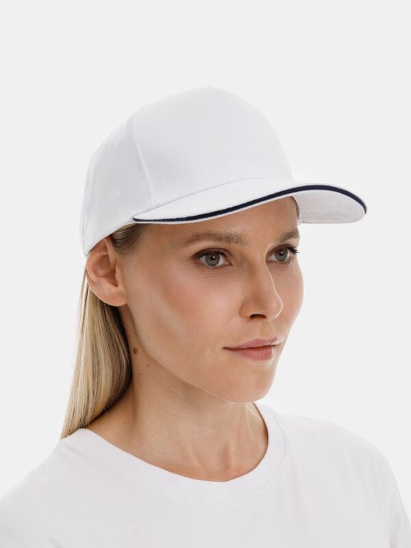 Бейсболка Long Beach, белая с темно-синим арт.00594989TUN