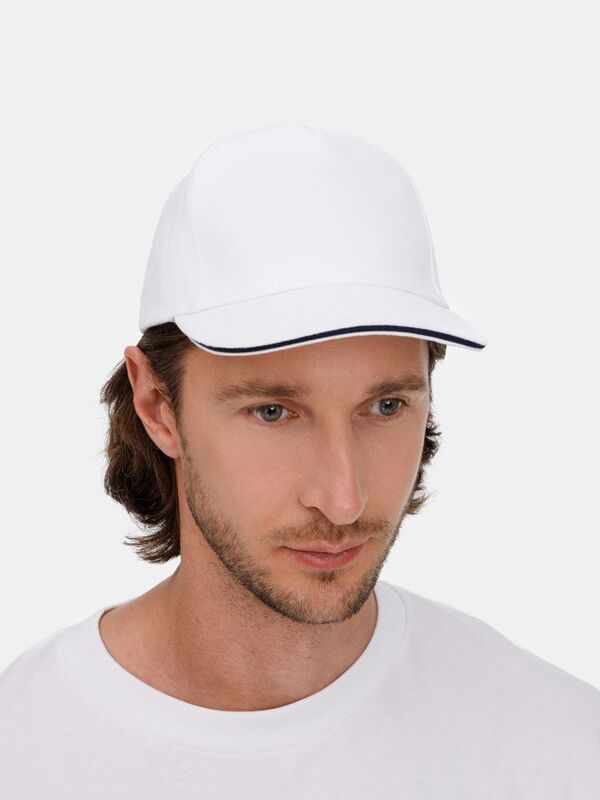 Бейсболка Long Beach, белая с темно-синим арт.00594989TUN