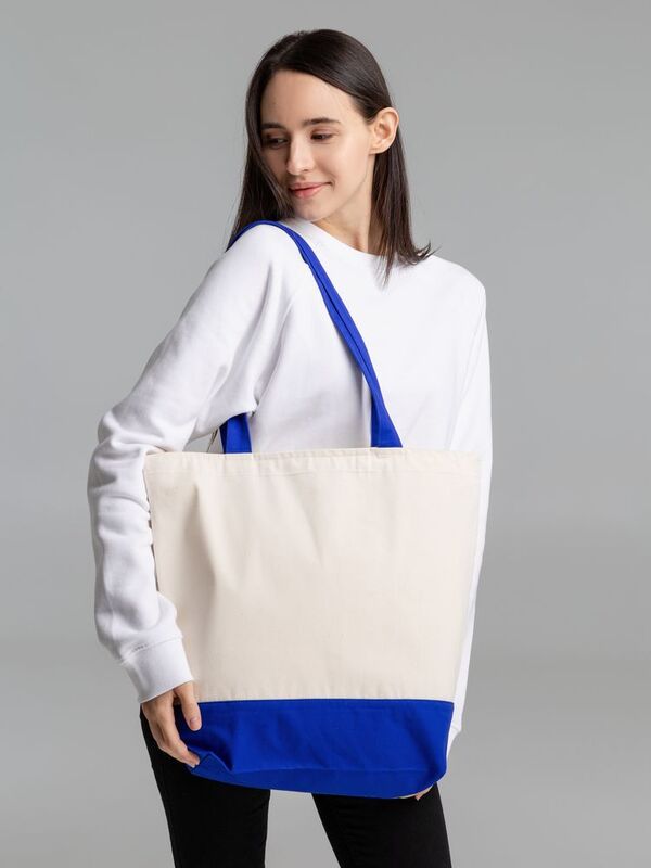 Сумка для покупок на молнии Shopaholic Zip, неокрашенная с синим арт.11683.44