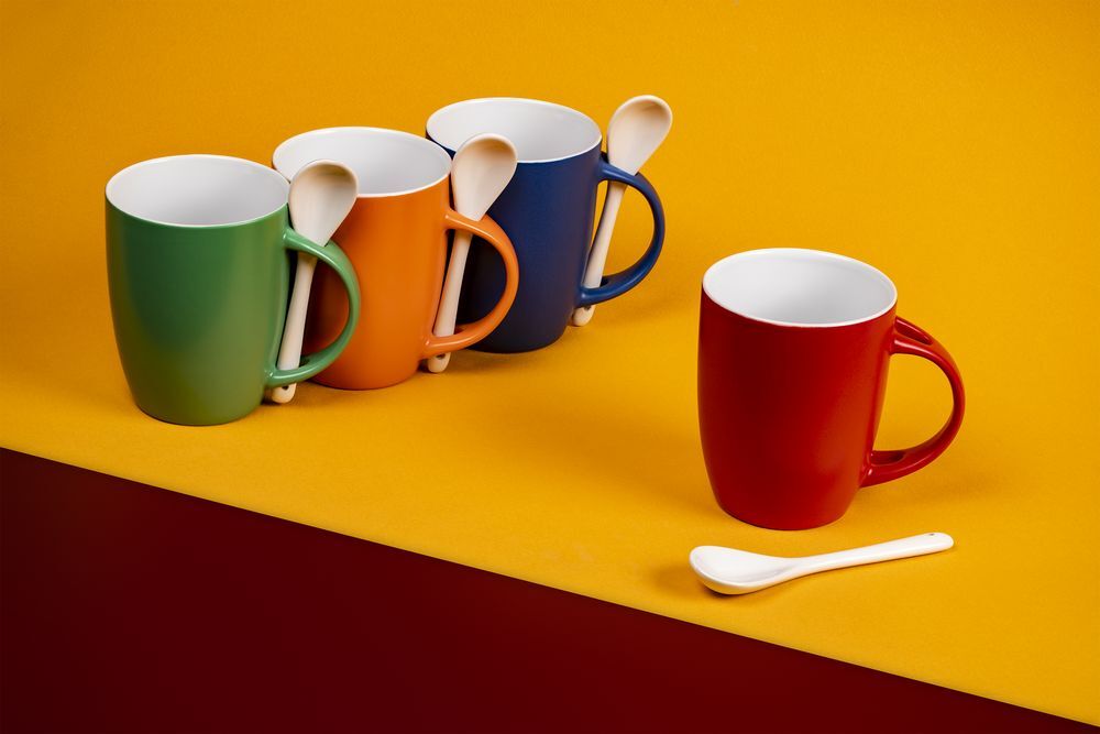 Кружка с ложкой Cheer Up, ver.2, оранжевая арт.14665.20