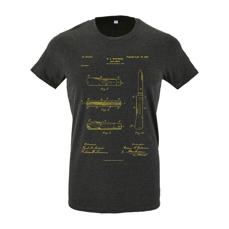 Футболка приталенная Old Patents. Knife, черный меланж арт.70753.30