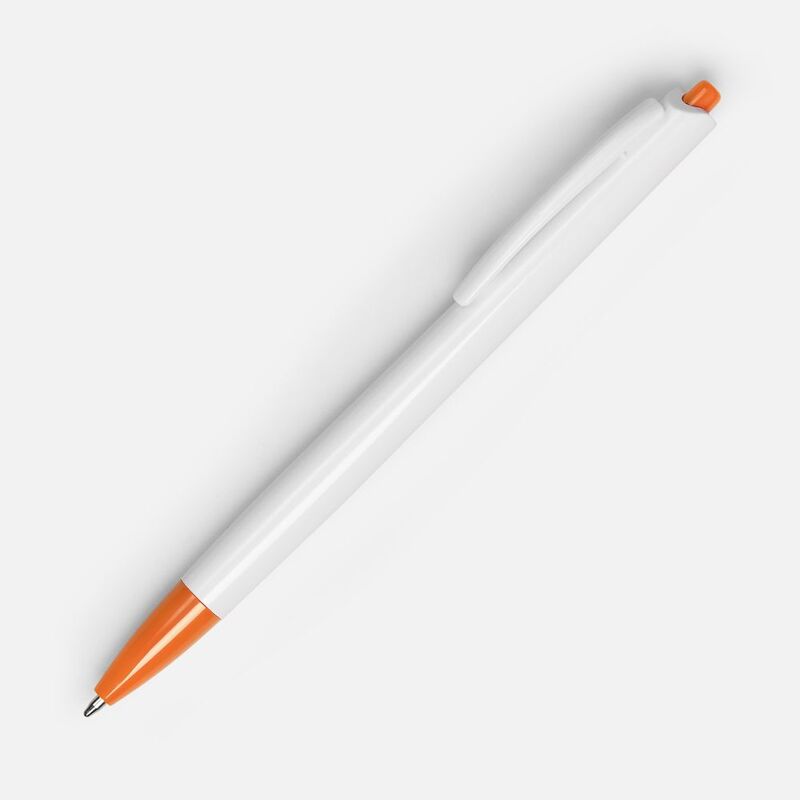 Ручка шариковая Tick, белая с оранжевым арт.15906.62
