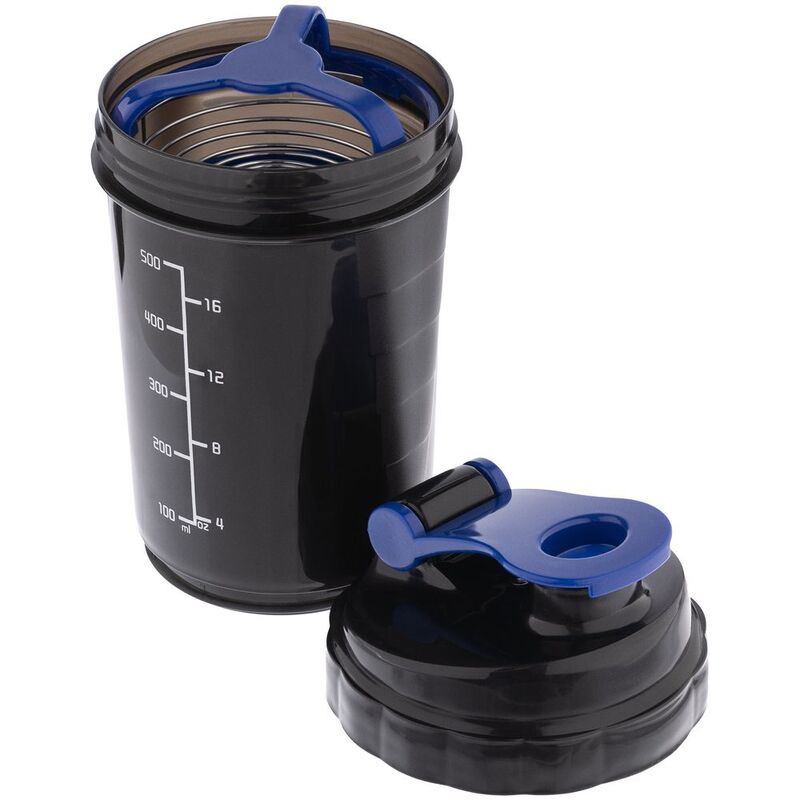 Спортивный шейкер с контейнером Tonus, черно-синий арт.17053.34