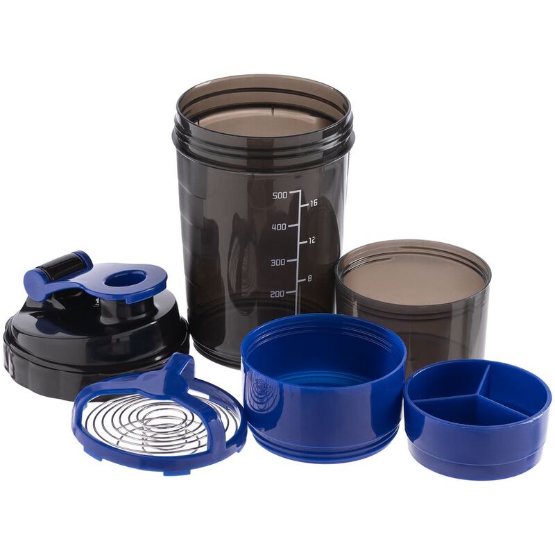 Спортивный шейкер с контейнером Tonus, черно-синий арт.17053.34