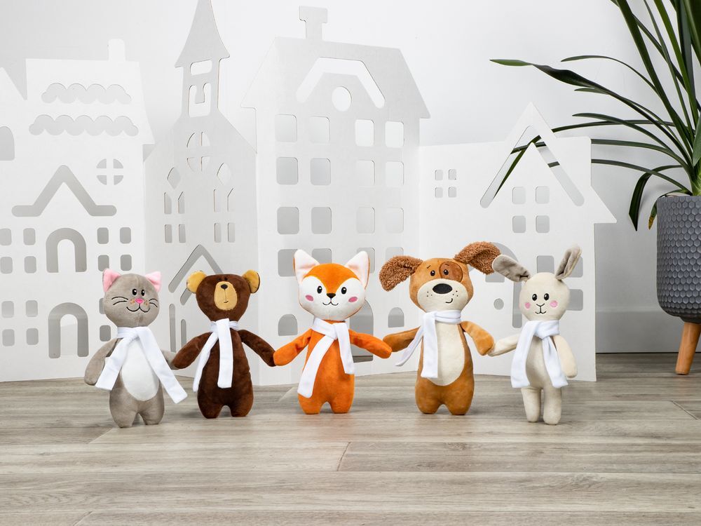 Мягкая игрушка Beastie Toys, заяц с белым шарфом арт.12989.01