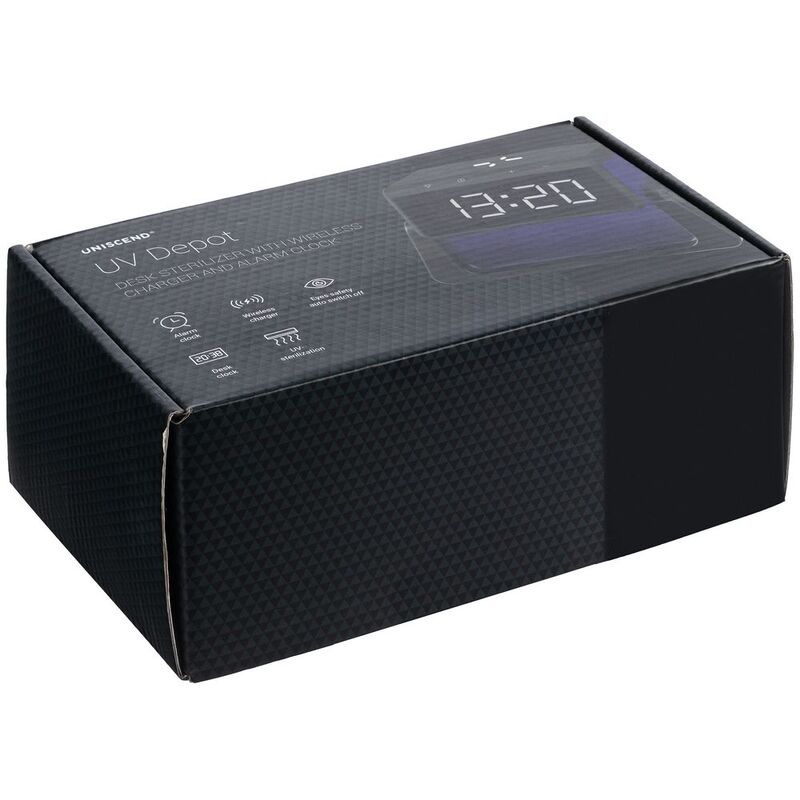 Настольный стерилизатор с беспроводной зарядкой и часами UV Depot, черный арт.13198.30