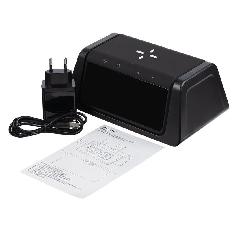 Настольный стерилизатор с беспроводной зарядкой и часами UV Depot, черный арт.13198.30