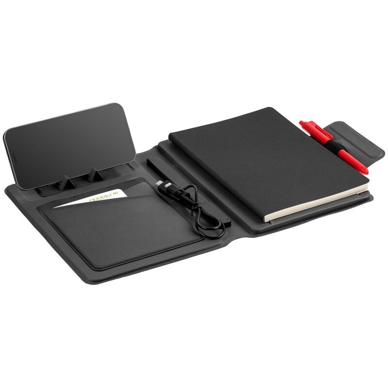 Органайзер с блокнотом и аккумулятором Oiro, черный арт.22001.30