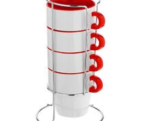 Набор из 4 кружек Inset с подставкой, красный арт.15884.50