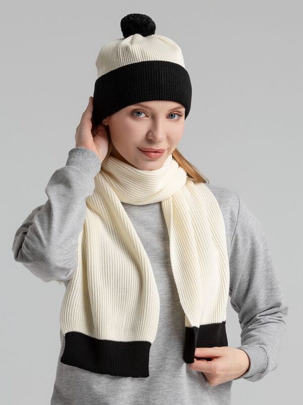 Шарф Snappy, белый с черным арт.76262.36