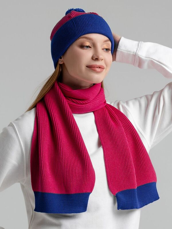 Шарф Snappy, фуксия с синим арт.76262.45