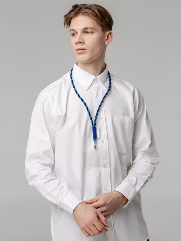 Шнурок для бейджа Tube Long, черный с синим арт.14006.34