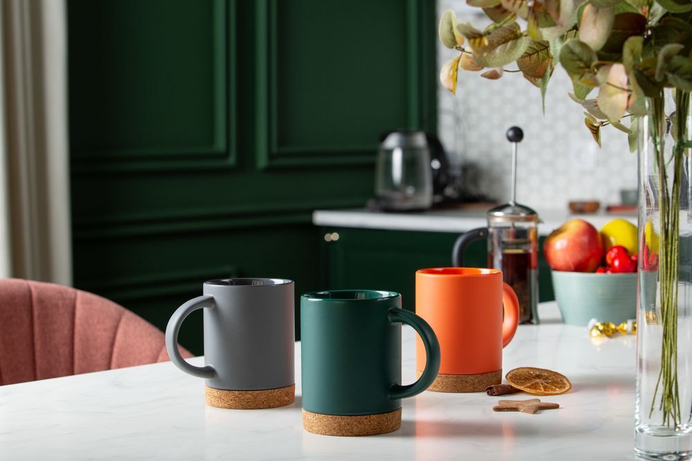 Кружка с пробковой подставкой Corky, серая арт.12894.11