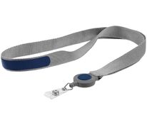 Лента для бейджа с ретрактором Devon, серая с синим арт.13761.14