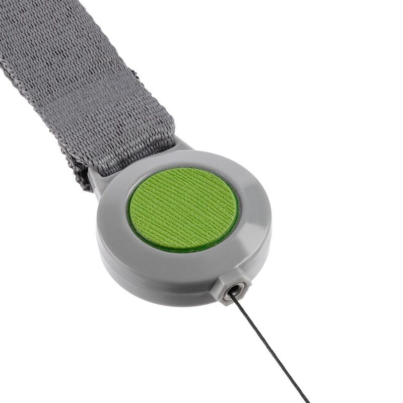 Лента для бейджа с ретрактором Devon, серая с зеленым арт.13761.19