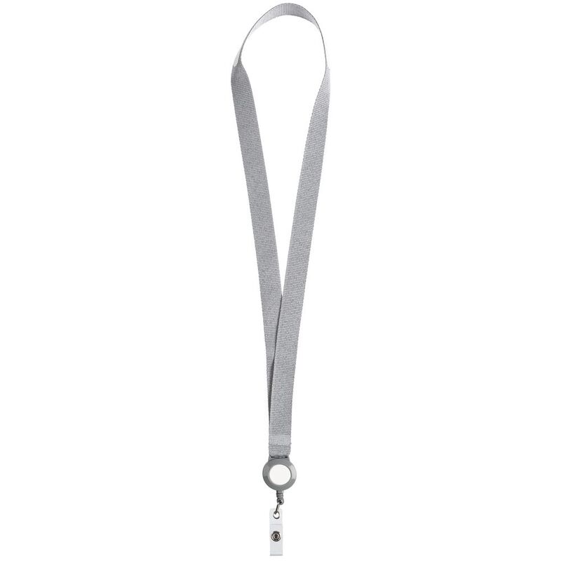Лента для бейджа с ретрактором Devon, серая с белым арт.13761.16