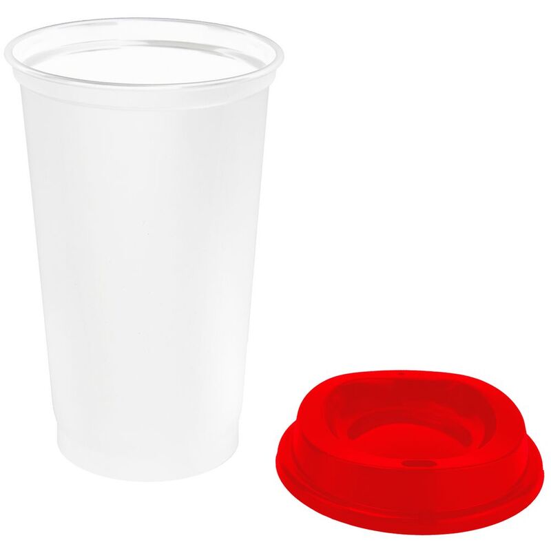 Стакан с крышкой Color Cap White, белый с красным арт.20997.50