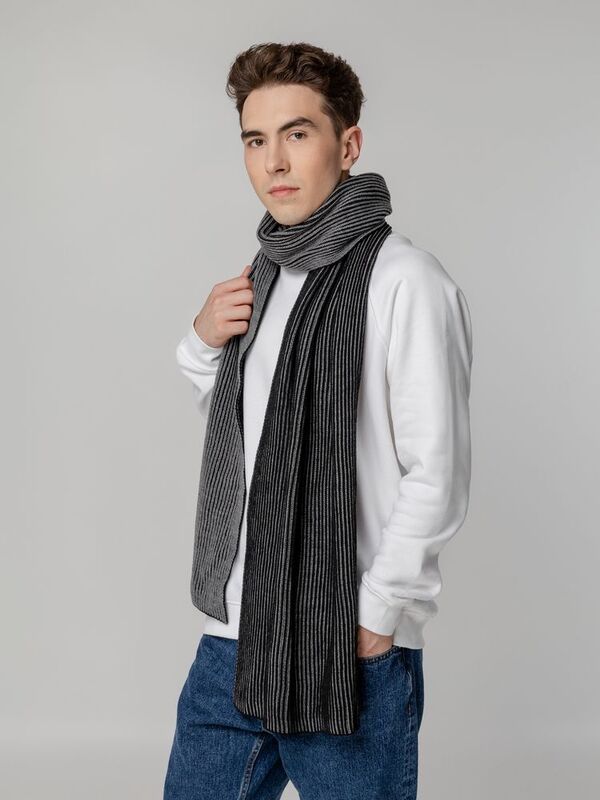 Шарф Nobilis, черный с серым меланжем арт.19091.31