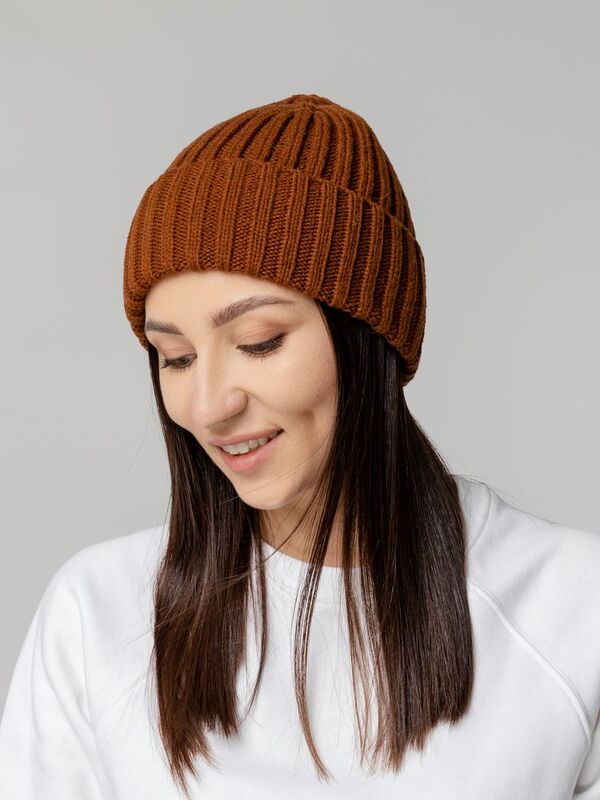 Шапка Uni, коричневая (терракота) арт.18557.55