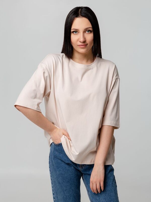 Футболка унисекс оверсайз Street Vibes, бежевая арт.16900.10