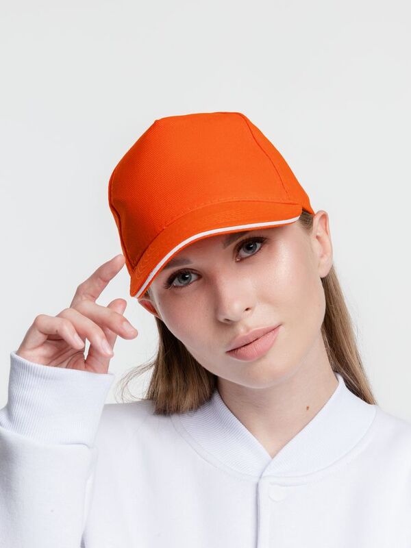 Бейсболка Classic, оранжевая с белым кантом арт.15848.20