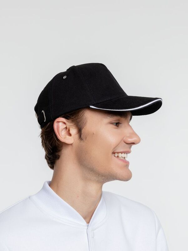 Бейсболка Classic, черная с белым кантом арт.15848.30