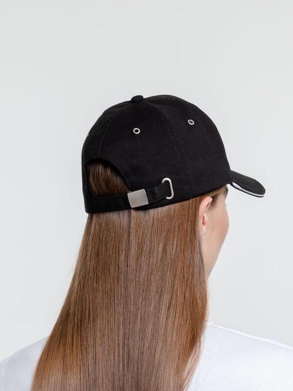 Бейсболка Classic, черная с белым кантом арт.15848.30