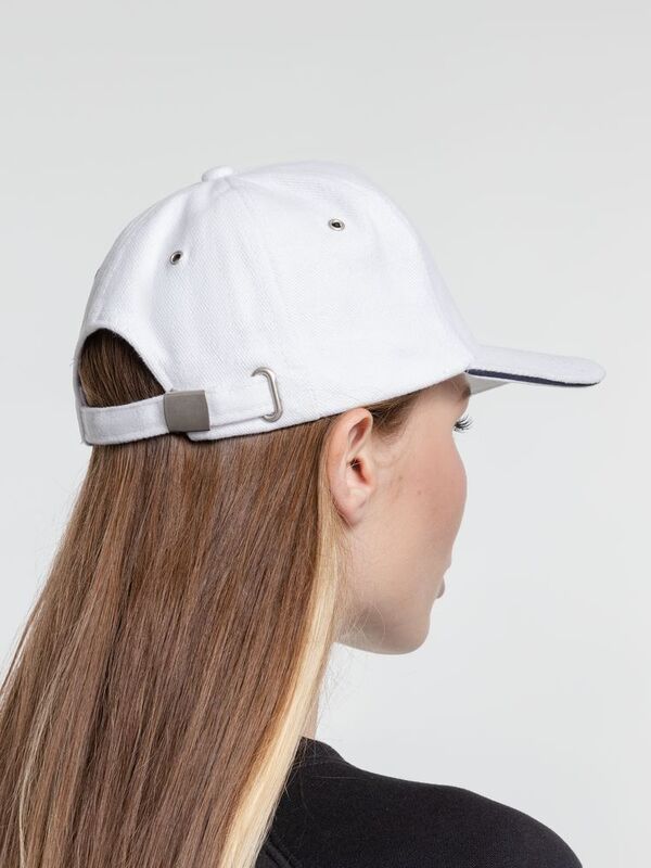 Бейсболка Classic, белая с темно-синим кантом арт.15848.60