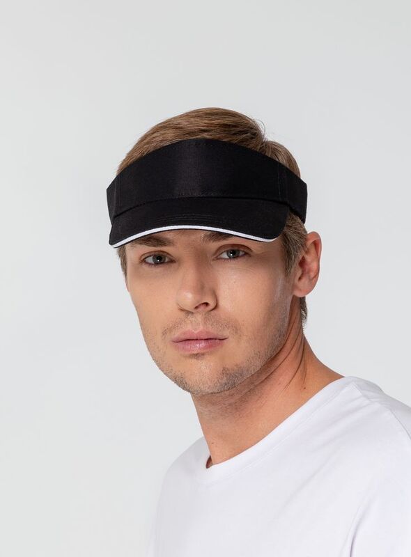 Козырек Active, черный с белым кантом арт.15429.30