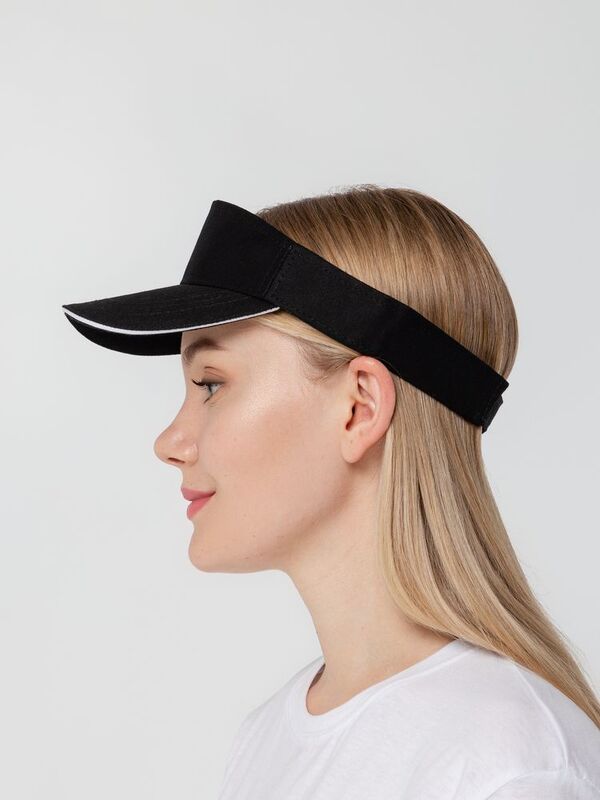 Козырек Active, черный с белым кантом арт.15429.30