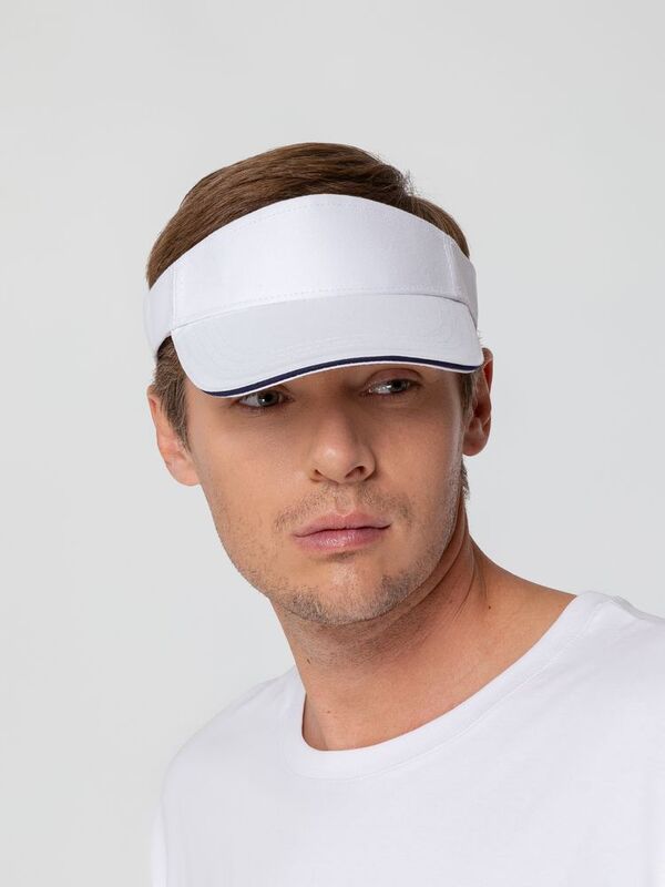 Козырек Active, белый с темно-синим кантом арт.15429.60