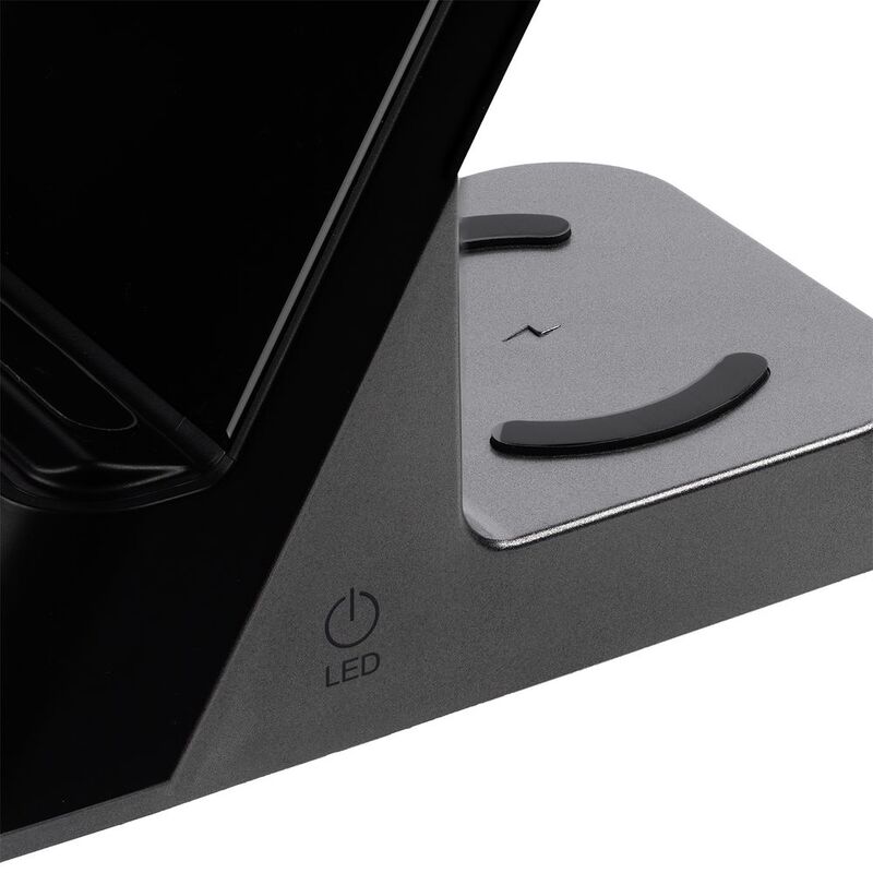 Зарядная станция с часами E-Store для смартфона, часов и наушников, черная арт.14939.30