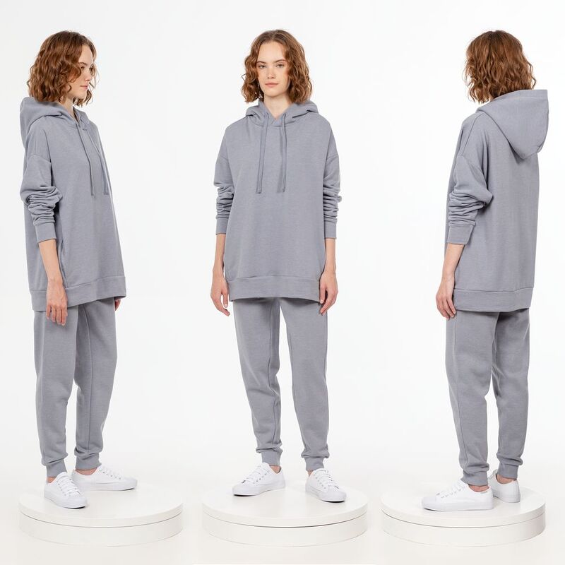 Худи унисекс H2, серое арт.15431.10