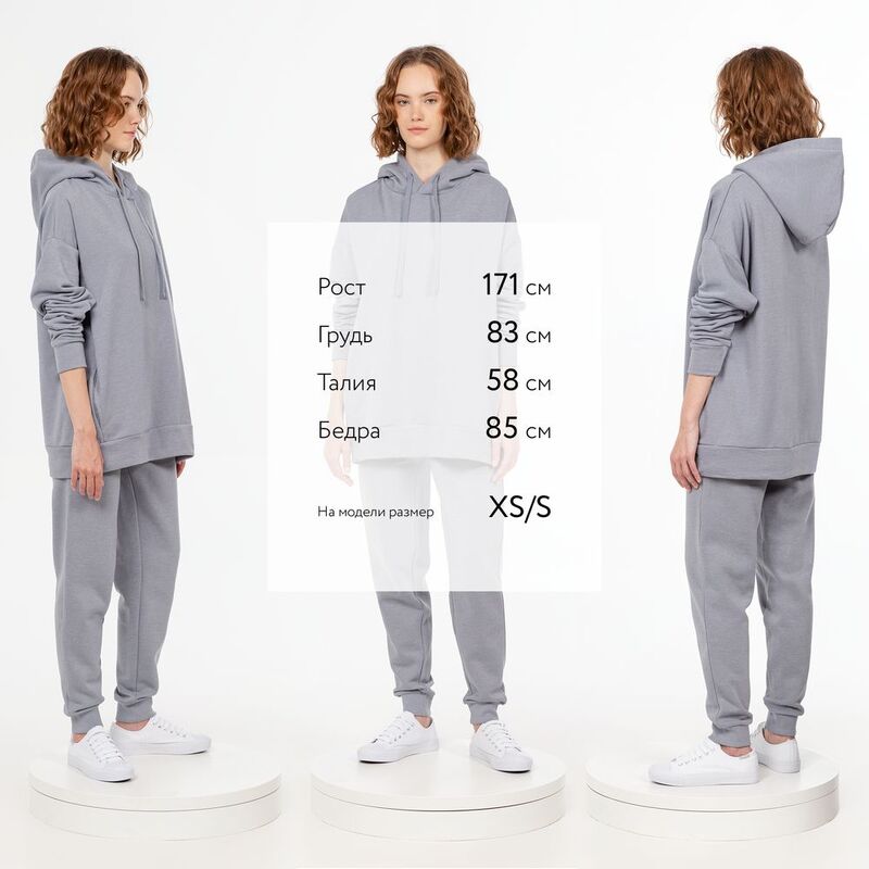 Худи унисекс H2, серое арт.15431.10