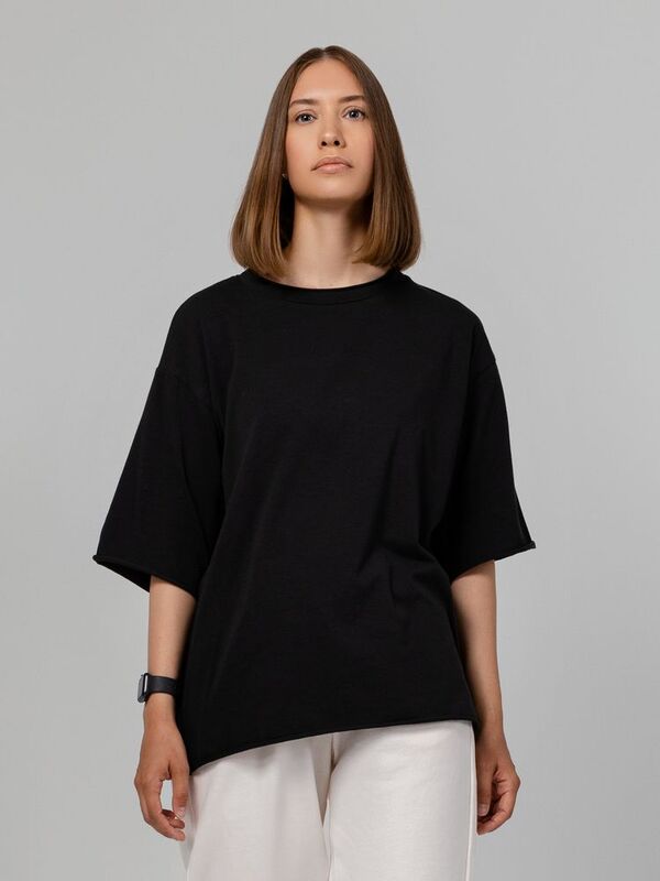 Футболка оверсайз Vozduh 2.0, черная арт.14611.30