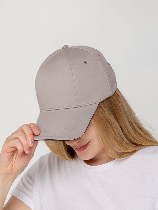 Бейсболка Canopy, серая с черным кантом арт.15149.11