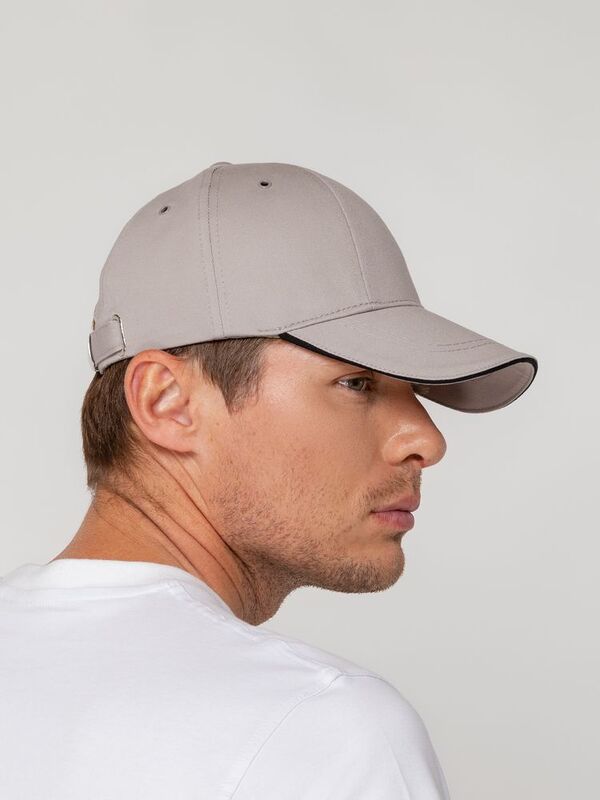 Бейсболка Canopy, серая с черным кантом арт.15149.11