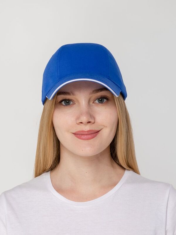 Бейсболка Canopy, ярко-синяя с белым кантом арт.15149.44