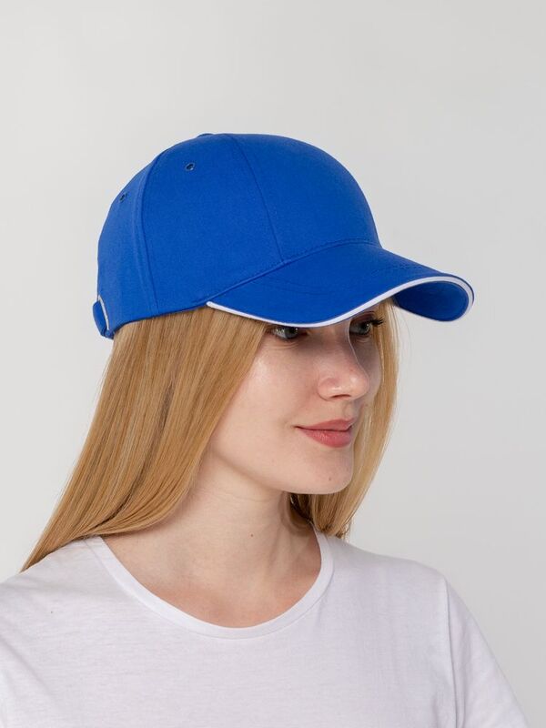 Бейсболка Canopy, ярко-синяя с белым кантом арт.15149.44